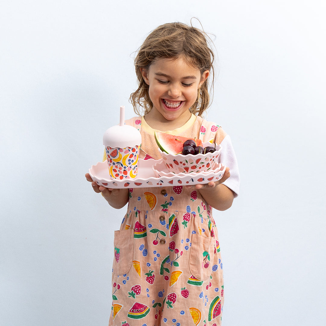 Pink Fruits Silicone Bowl and Plate Set