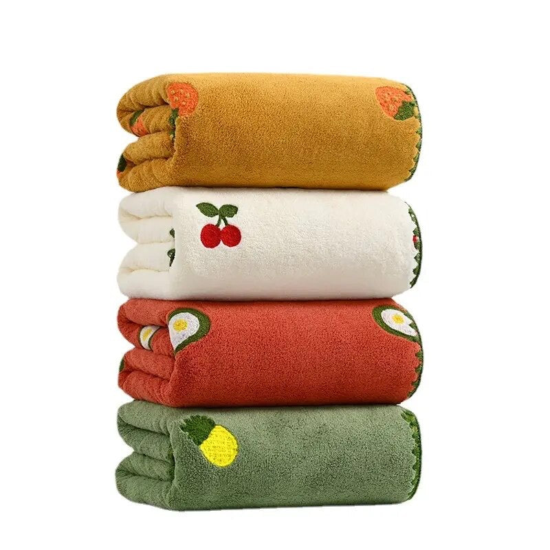 Soft Velvet - Towel with Cute Embroidered Patterns