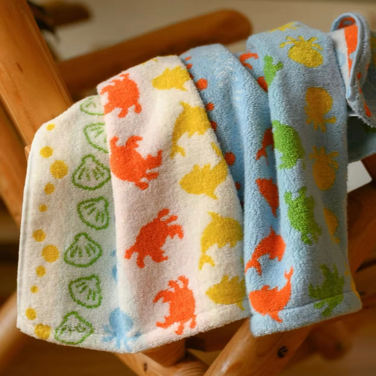 Coastal Creatures - Cotton Towel with Sea Life