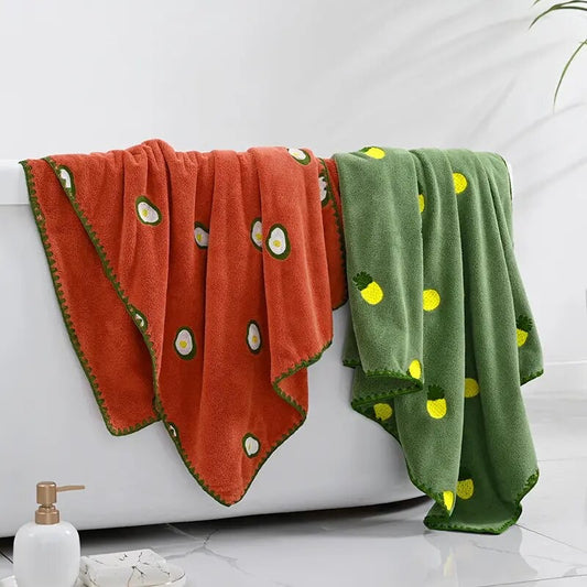 Soft Velvet - Towel with Cute Embroidered Patterns