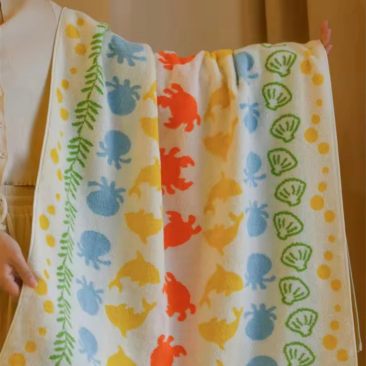 Coastal Creatures - Cotton Towel with Sea Life