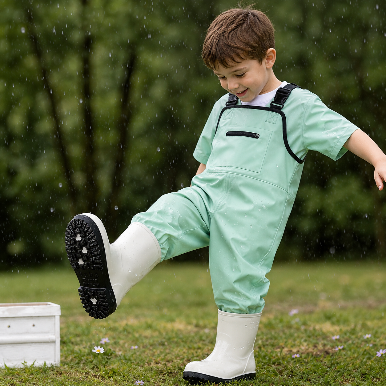 SplashSuit - Kids Waterproof Waders with Boots for Water & Mud Play